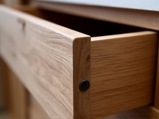 Detalle de un cajón de cocina hecho a medida con madera de roble